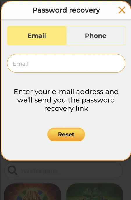 Jammy Jack password reset screen